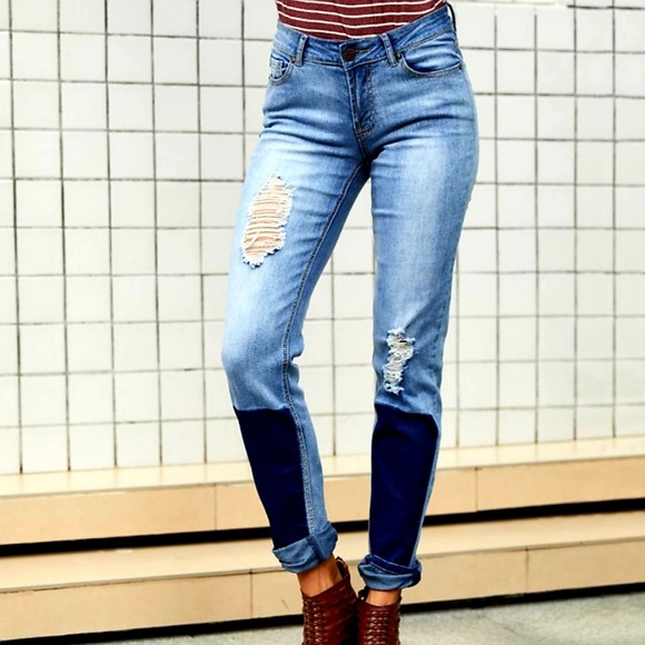Suzanne Betro Denim - Last 1! NWT Patchwork Boyfriend Jeans